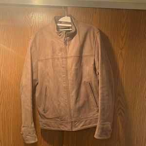 Banana Republic - medium light brown/beige leather jacket stand collar